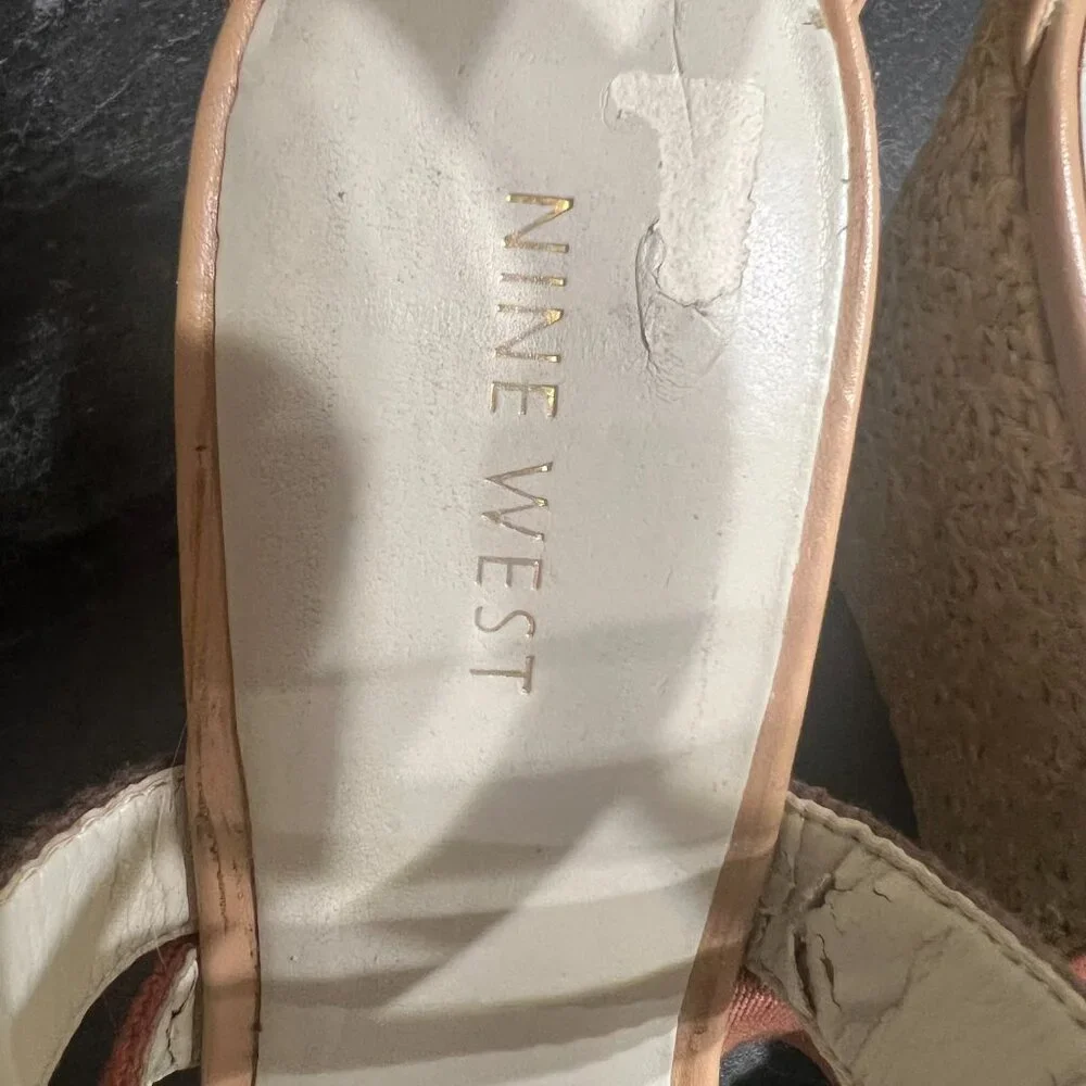 Nine West Espadrille Wedge Heel 9 Brown Pink Yellow White Strap Boho Chic Summer